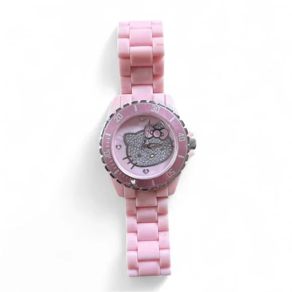 Y2k hello kitty watch Hello Kitty Watch Silver Crystal Bezel Kitty Charms Red  main image 4